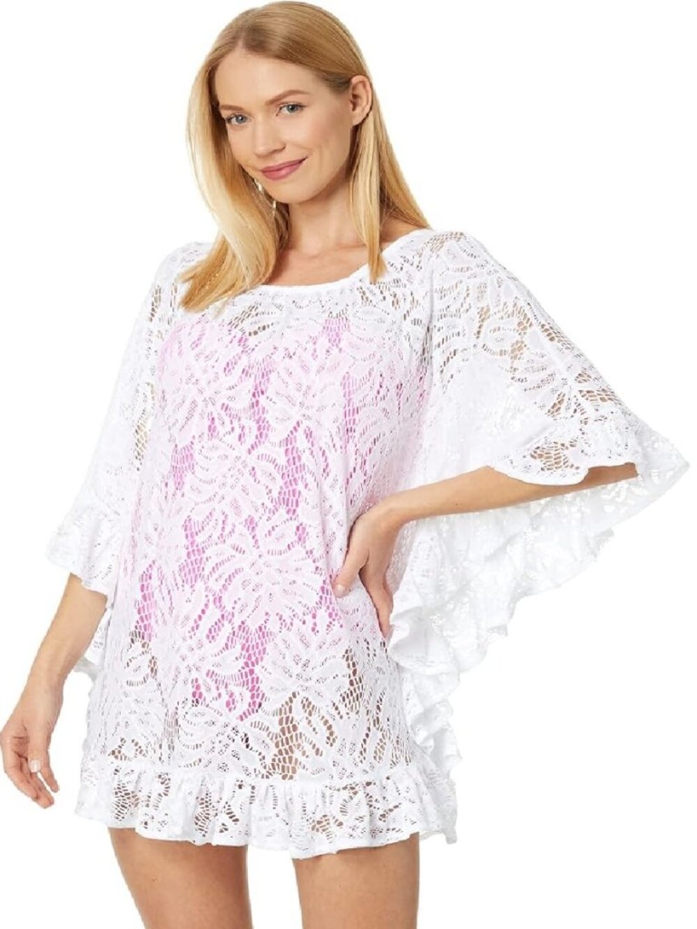 Lilly Pulitzer Atley Lace Cover-Up Resort White Paradise Found Lace sz L XL